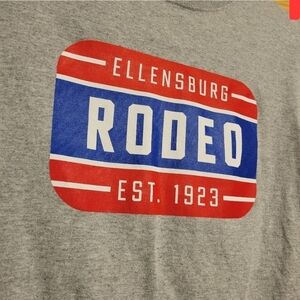 Ellensburg Rodeo grey adult tee shirt size small red white blue logo est 1923